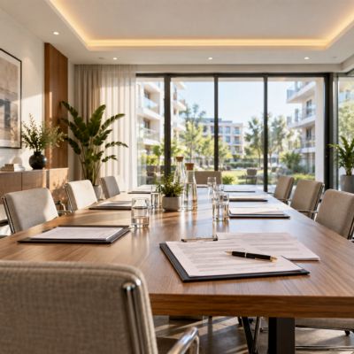 Evrakları hazırlanmış kat malikleri toplantı salonu